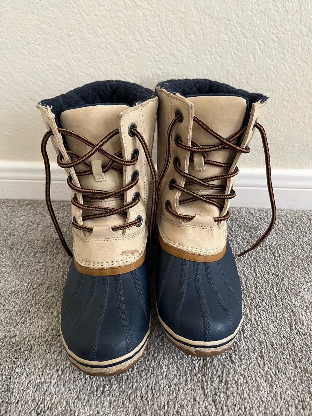Sorel Tan and Navy Waterproof Lace-Up Boots